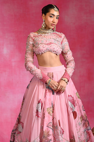 Sugar pink embroidered lehenga set