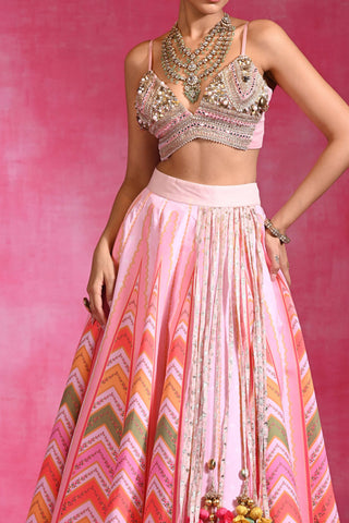 Sugar pink embroidered lehenga set
