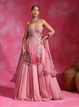 Sugar pink kurta lehenga set
