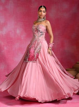 Sugar pink kurta lehenga set