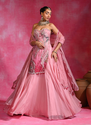 Sugar pink kurta lehenga set
