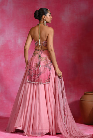 Sugar pink kurta lehenga set