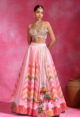 Sugar pink embroidered lehenga set