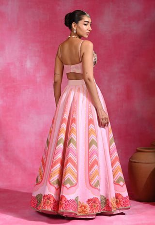 Sugar pink embroidered lehenga set