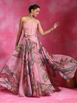 Sugar pink corset and lehenga