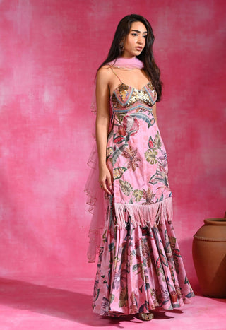 Sugar pink kurta and pants set