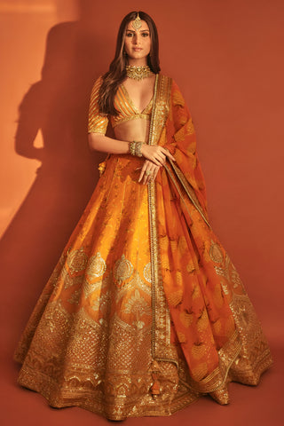 Rust narangi bagh lehenga set