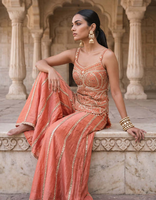 Kesariya baag orange corset kurta with sharara