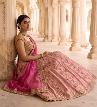 Gulab jadau pink lehenga set