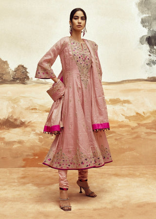 Dusky pink johari anarkali set