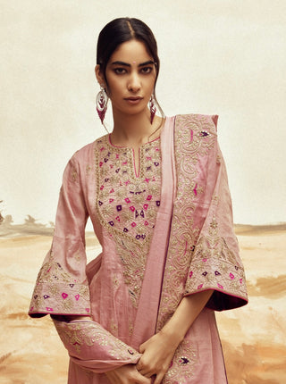 Dusky pink johari anarkali set