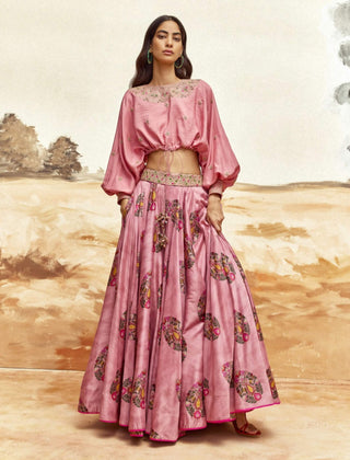 Kumari dusky pink top and skirt