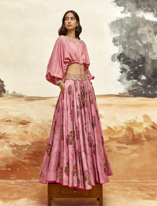 Kumari dusky pink top and skirt