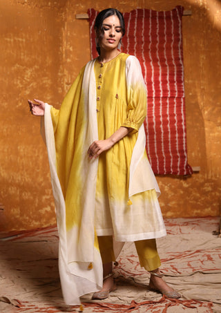 Shivani Bhargava-Mustard Ombre Kurta Set-INDIASPOPUP.COM