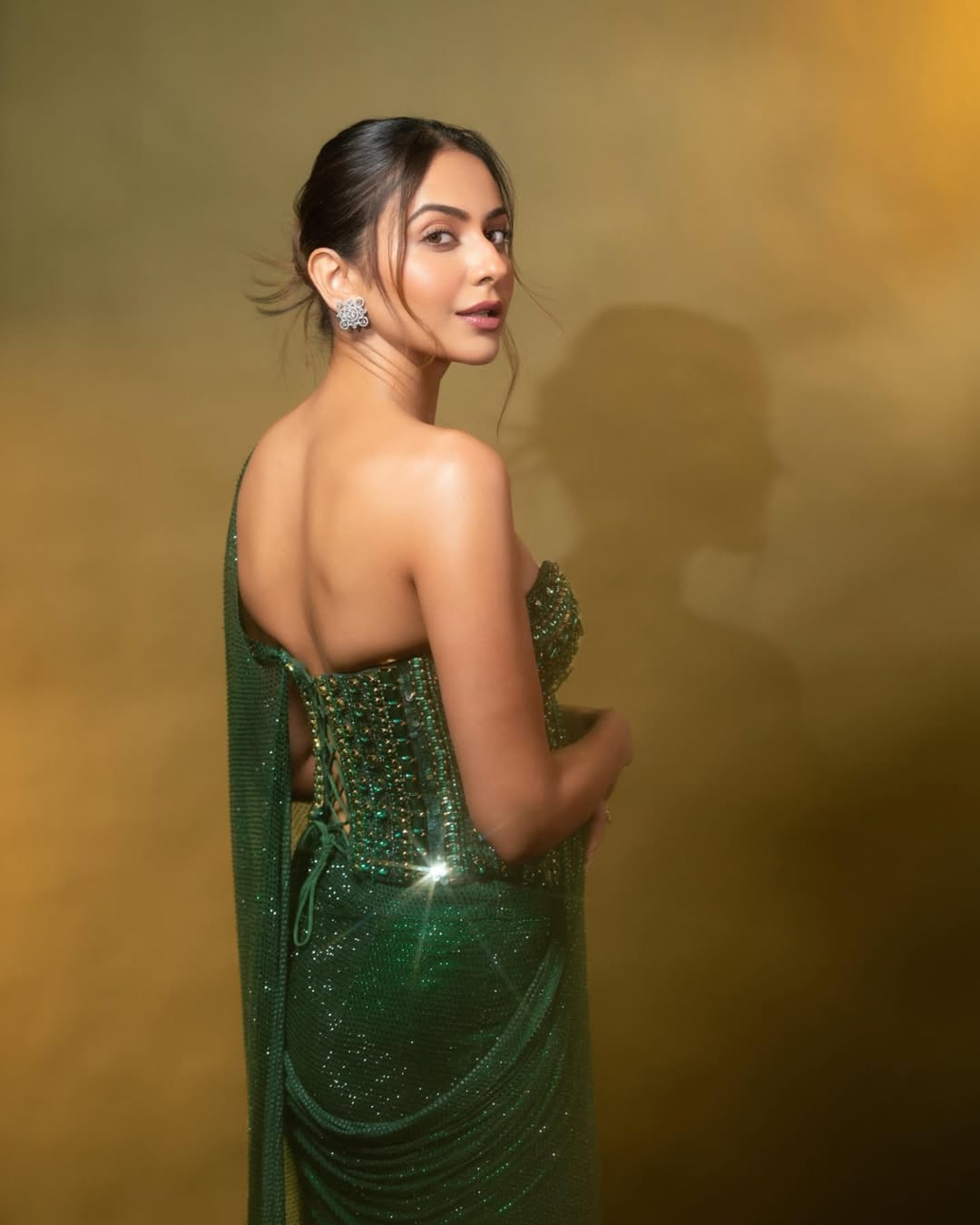 Nour emerald green sari and corset 2XL