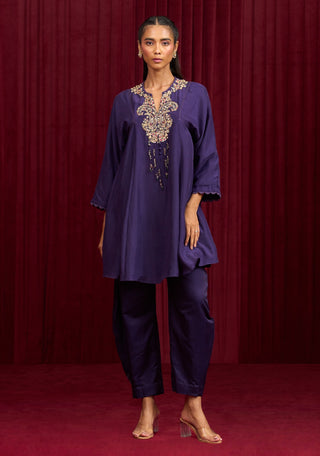 Purple solid prelude kurta and pants