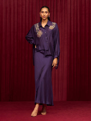 Purple solid symphony shirt and skirt