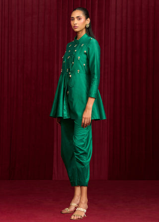 Bottle Green Solid Sonata Kurta And Pants by Ridhi Mehra available on Indiaspopup.com