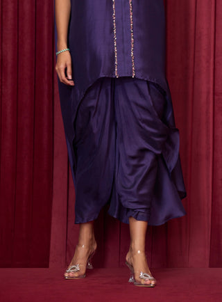 Purple Solid Octave Cape And Salwar by Ridhi Mehra available on Indiaspopup.com