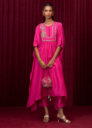 Royal Fuchsia Solid Breeze Kaftan And Pants by Ridhi Mehra available on Indiaspopup.com