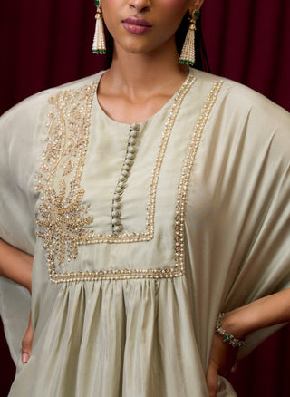 Silver Green Solid Crescendo Kaftan And Pants by Ridhi Mehra available on Indiaspopup.com