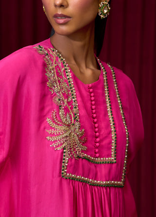 Royal Fuchsia Solid Breeze Kaftan And Pants by Ridhi Mehra available on Indiaspopup.com