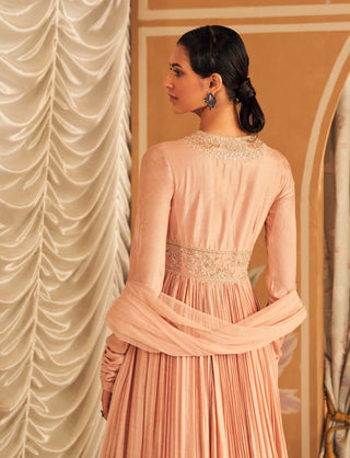 Dusky Pink Naqsh Anarkali And Dupatta by Ridhi Mehra, available on Indiaspopup.com