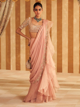Dusky pink hunarban sari and blouse