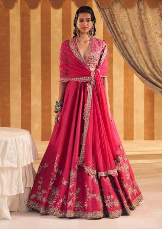 Royal fuchsia tabeer lehenga set