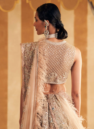 Champagne Inaara Lehenga Set by Ridhi Mehra, available on Indiaspopup.com