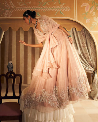 Dusky Pink Tehseen Anarkali And Dupatta by Ridhi Mehra, available on Indiaspopup.com