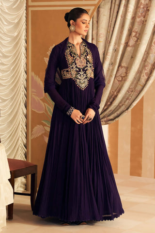 Purple Banafsha Anarkali And Dupatta by Ridhi Mehra, available on Indiaspopup.com