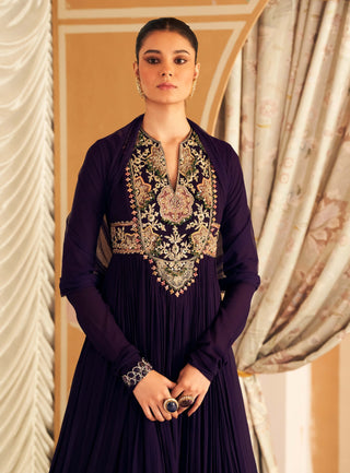 Purple Banafsha Anarkali And Dupatta by Ridhi Mehra, available on Indiaspopup.com