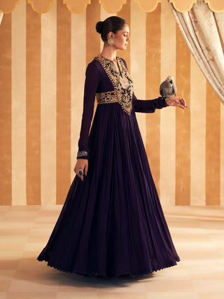 Purple Banafsha Anarkali And Dupatta by Ridhi Mehra, available on Indiaspopup.com