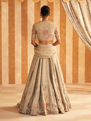 Silver green gulbahar lehenga set