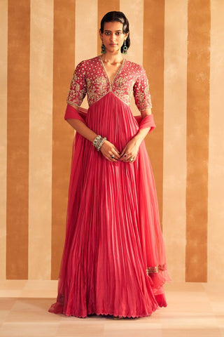 Royal Fuchsia Nafasat Anarkali And Dupatta by Ridhi Mehra, available on Indiaspopup.com