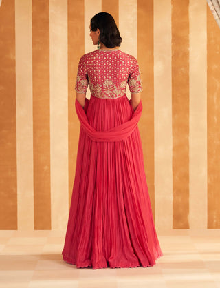 Royal Fuchsia Nafasat Anarkali And Dupatta by Ridhi Mehra, available on Indiaspopup.com