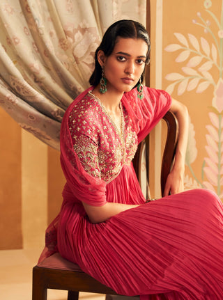 Royal Fuchsia Nafasat Anarkali And Dupatta by Ridhi Mehra, available on Indiaspopup.com