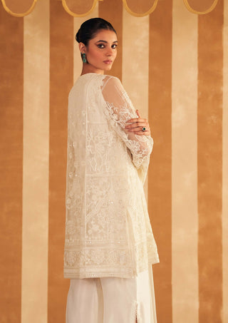 Ivory Embroidered Zohra Kurta Set by Ridhi Mehra, available on Indiaspopup.com