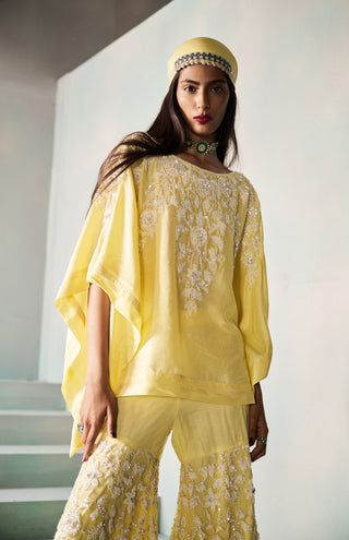 Hazel ice yellow embellished garara set