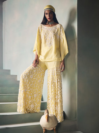 Hazel ice yellow embellished garara set