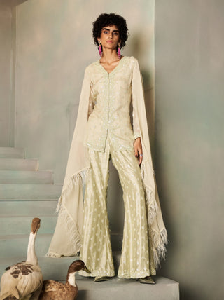 Aurelia mint green embellished jacket pant set
