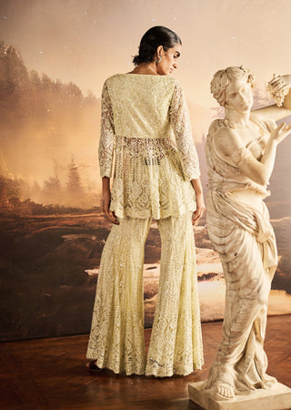 Willow ice mint embellished peplum sharara set