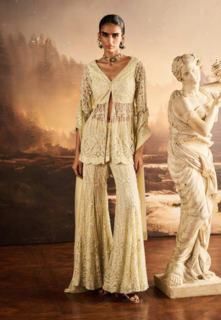 Willow ice mint embellished peplum sharara set
