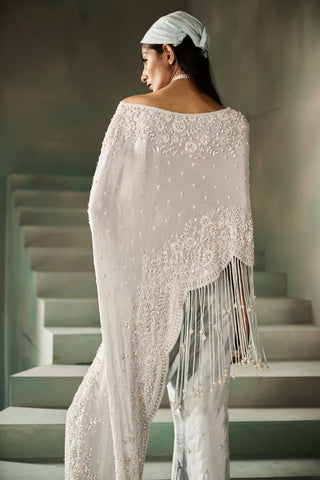 Ailsa ice blue embellished cape set