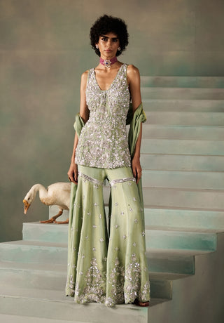 Diana mint green tissue sharara set