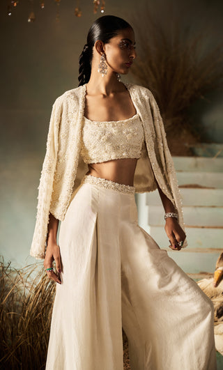 Olivia ivory embellished jacket pant set