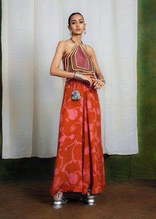 Rust orange halter jumpsuit