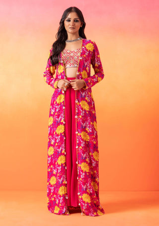 Seema Thukral-Fuscia Pink Cami Top And Jacket Set-INDIASPOPUP.COM