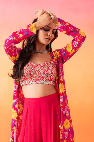 Seema Thukral-Fuscia Pink Cami Top And Jacket Set-INDIASPOPUP.COM